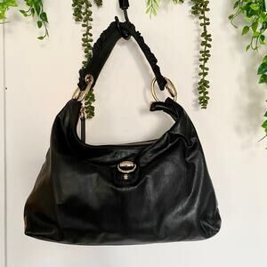 Gucci Sabrina Black Hobo Ruffle Large Leather Shoulder Bag Purse Y2K Vintage